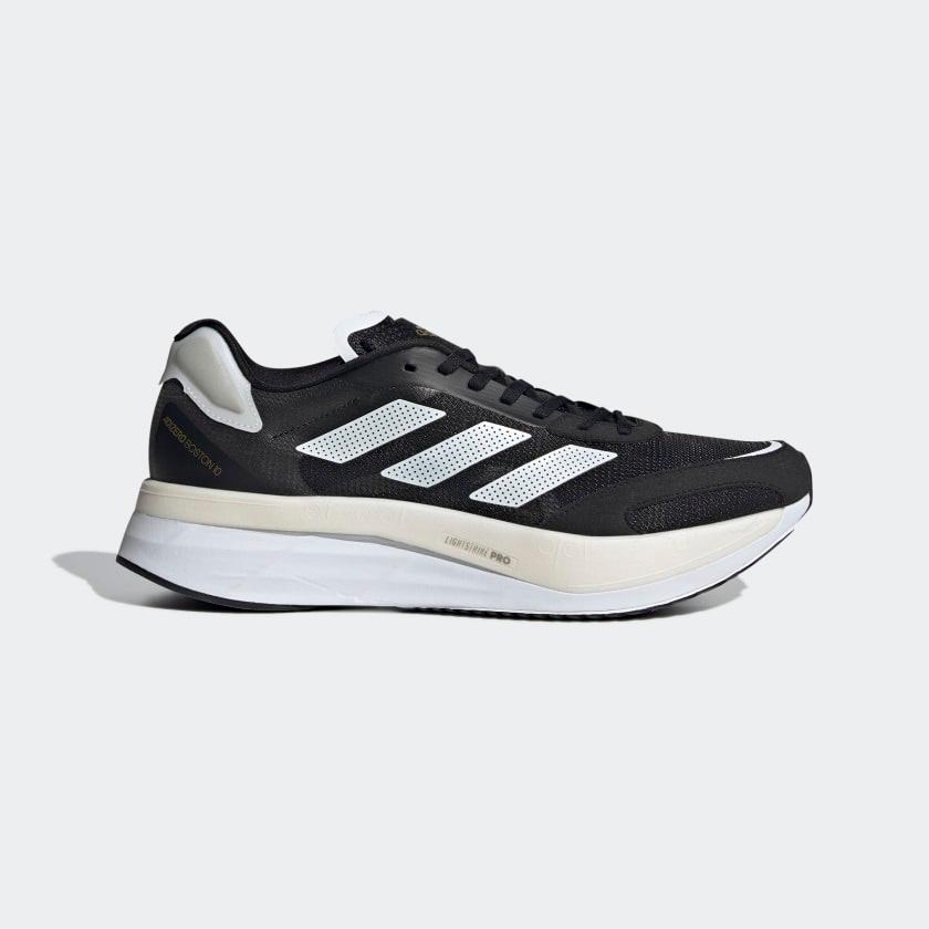 adidas Men's Adizero Boston 10 Running Shoes, Size 12, Black/White adidas Men's Adizero Boston 10 Running Shoes, Size 12, Black/White