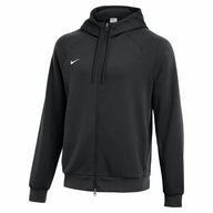 Black hoodie with a white logo on a white background
