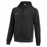 Black hoodie with a white logo on a white background