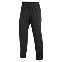 Black athletic pants with a Nike logo on a white background