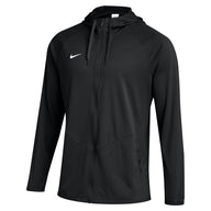Black jacket with a hood on a white background