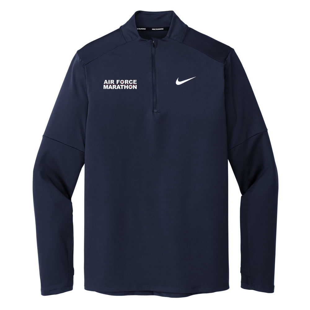 Navy long-sleeve shirt with 'Air Force Marathon' text and Nike logo on a white background