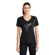 Camiseta técnica de manga corta con cuello en V para mujer de competición ORRRC