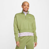 Sudadera corta extragrande de forro polar Nike Sportswear Phoenix para mujer con media cremallera