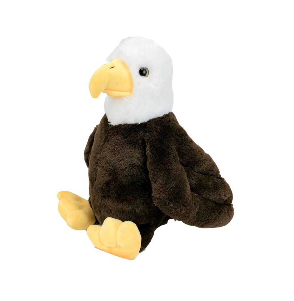 Plush toy of an eagle on a white background