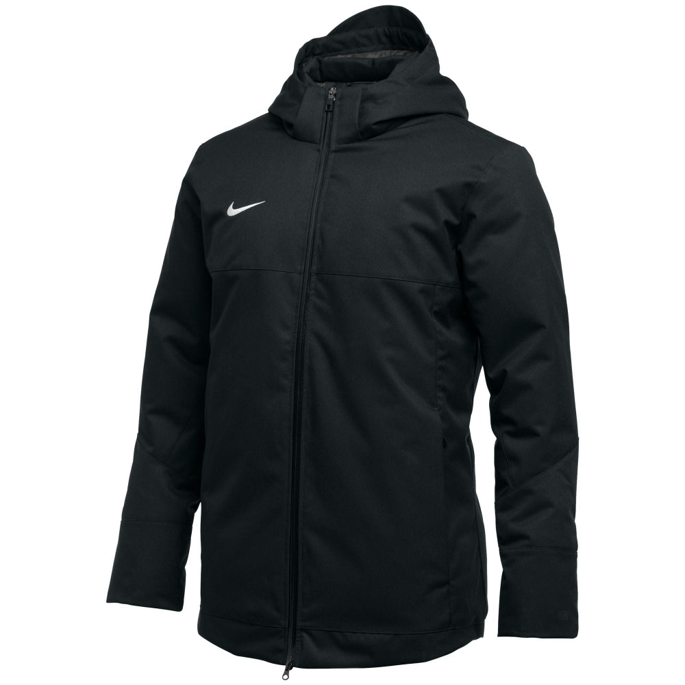 Black jacket with a hood on a white background