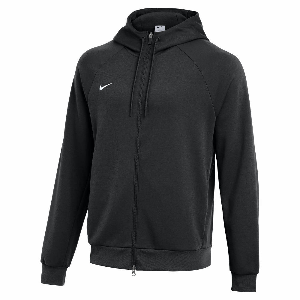 Black hoodie with a white logo on a white background
