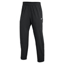 Black athletic pants with a Nike logo on a white background