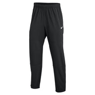 Black athletic pants with a Nike logo on a white background