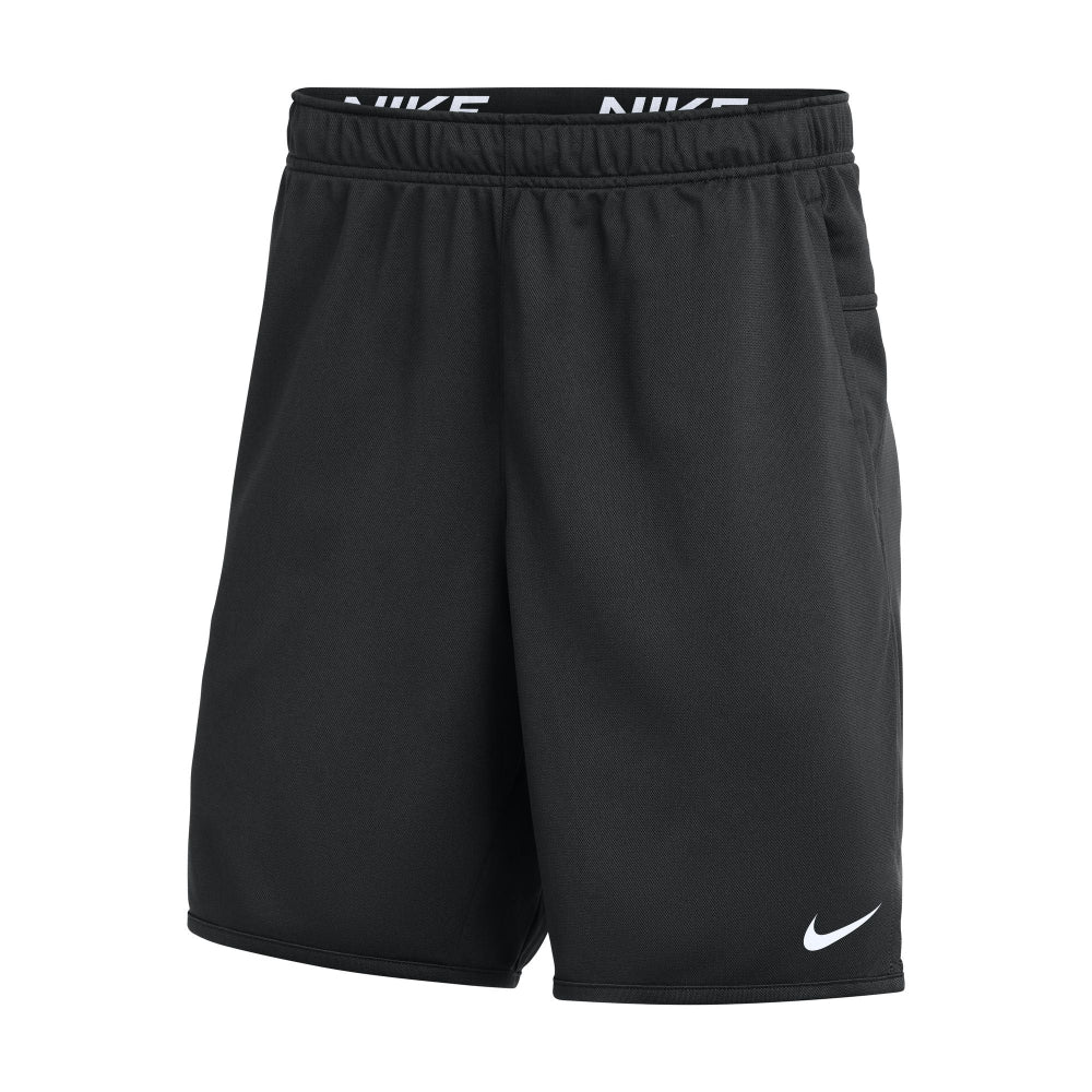 Black Nike shorts on a white background