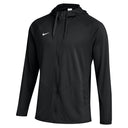Black jacket with a hood on a white background