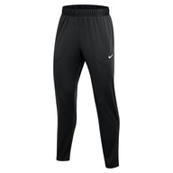 Black athletic pants with a Nike logo on a white background