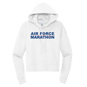 White hoodie with 'Air Force Marathon' text on a white background