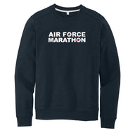 Navy sweatshirt with 'AIR FORCE MARATHON' text on a white background