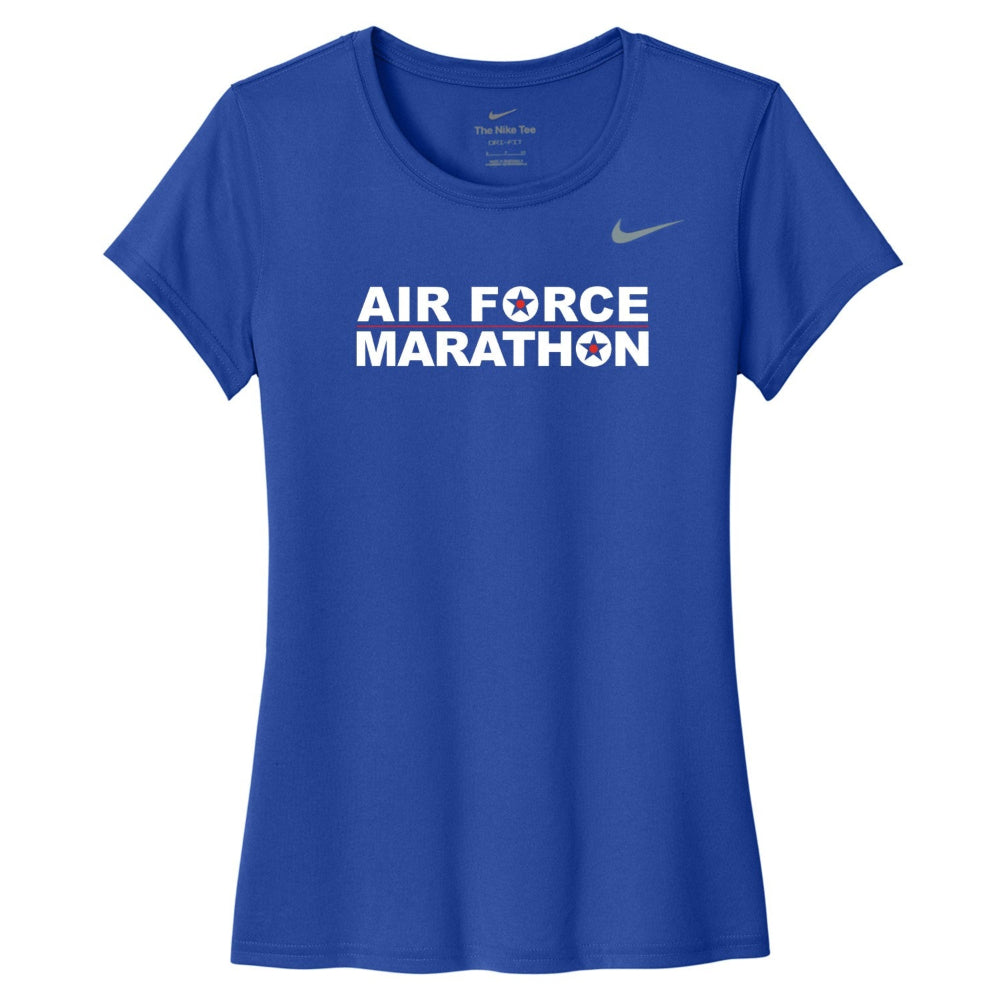 Blue t-shirt with 'Air Force Marathon' text and Nike logo on a white background