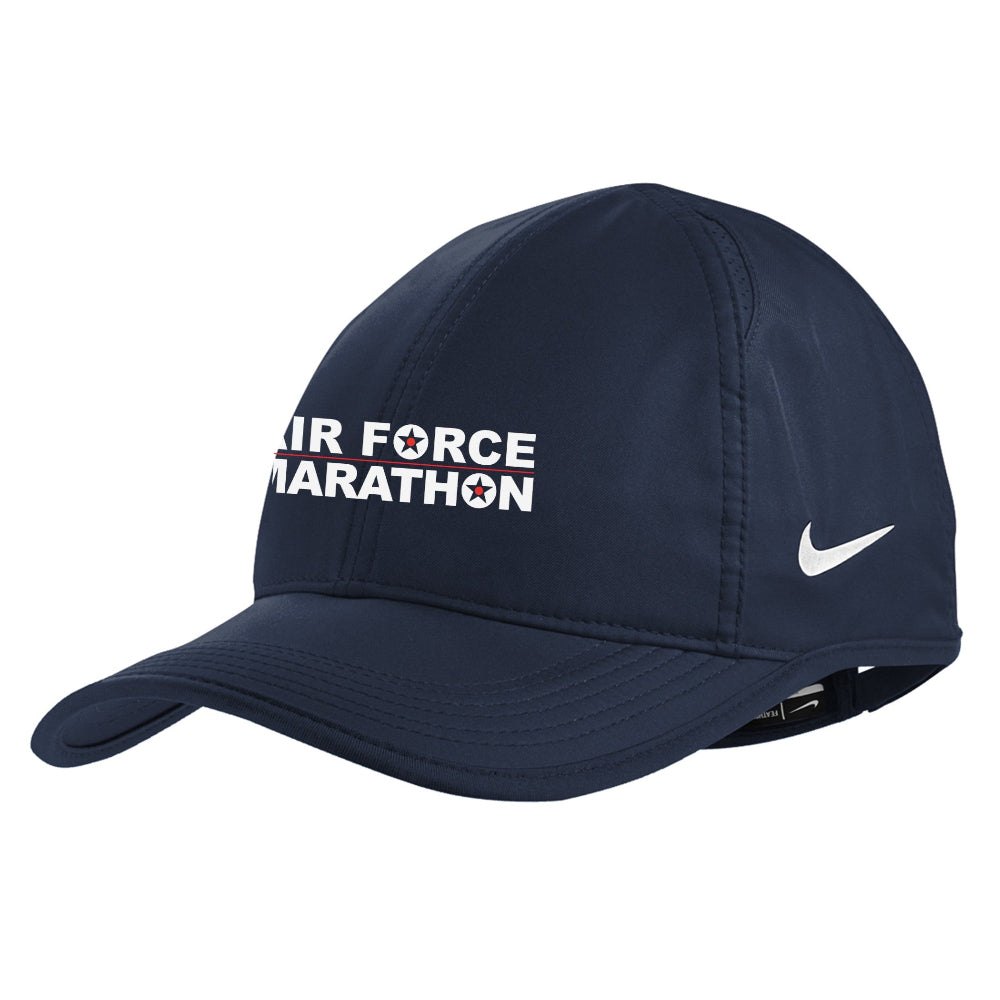 Navy blue cap with 'Air Force Marathon' text and Nike logo on a white background
