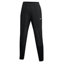 Black athletic pants with a Nike logo on a white background