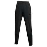 Black athletic pants with a Nike logo on a white background