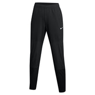 Black athletic pants with a Nike logo on a white background