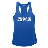 Blue tank top with 'Air Force Marathon' text on a white background
