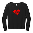 Camiseta de cuello redondo de manga larga y felpa francesa ligera Love Run para mujer