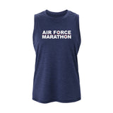 Navy sleeveless shirt with 'Air Force Marathon' text on a white background