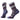 Pair of purple and gray patterned socks on a white background